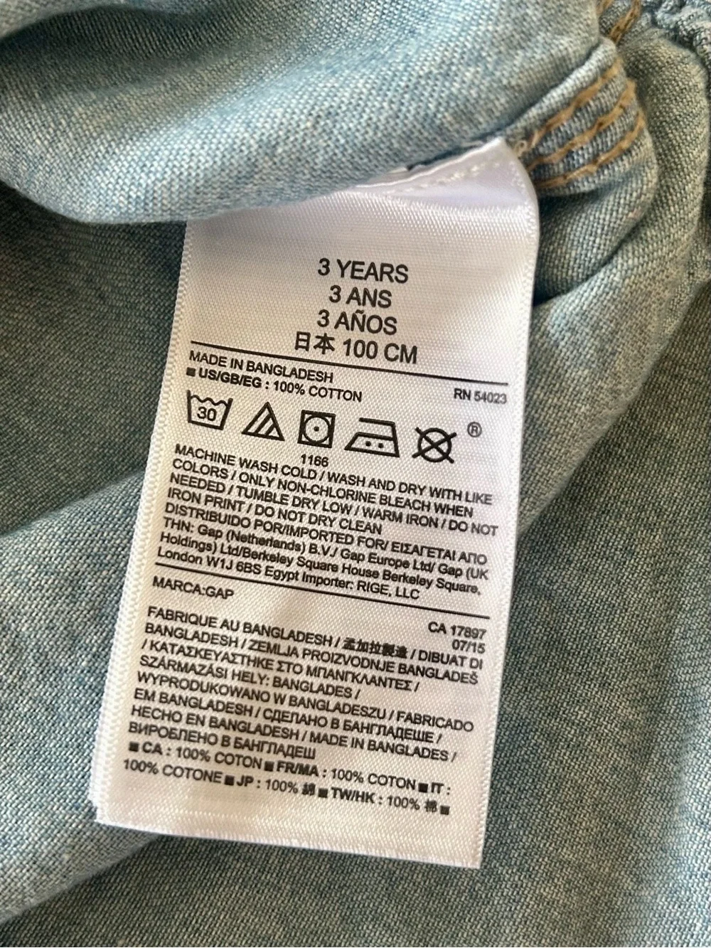 Baby Gap 1969 Toddler Denim Button Down Shirt Light Wash 3T